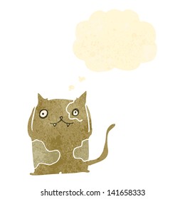 retro cartoon cat with thought bubble
