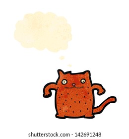retro cartoon cat with thought bubble
