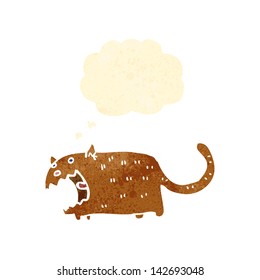 gato retro de dibujos animados con burbuja de pensamientos
