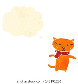 retro cartoon cat with thought bubble