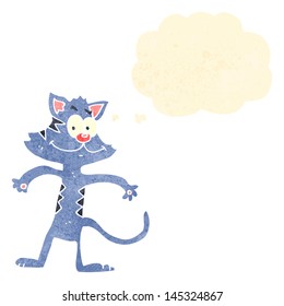 gato retro de dibujos animados con burbuja de pensamientos