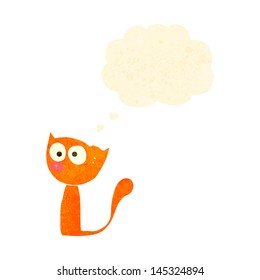 retro cartoon cat with thought bubble