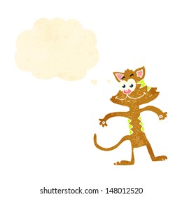 retro cartoon cat with thought bubble