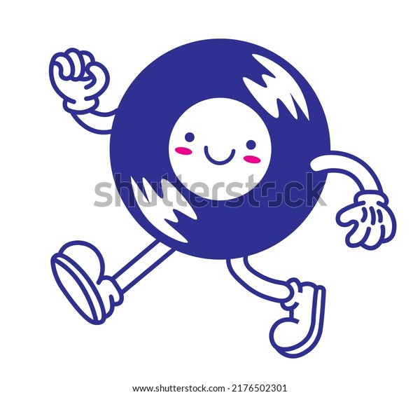 retro cartoon\
character with a body of a vinyl disc. Music streaming service\
icon, recording store logo. Vintage rubberhose comic style mascot\
design. Vector\
illustration