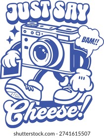 Retro Cartoon Character Camera Illustration - Just Say Cheese
