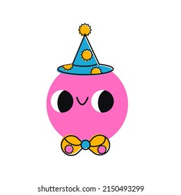 Retro cartoon character with funny face. Cute comic creature clip art.