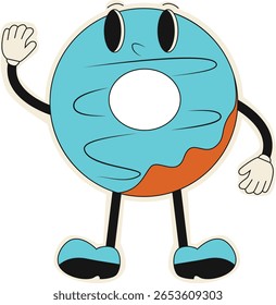 Personagem de Animação Retrô. Isolado no fundo branco. Ilustração de vetor