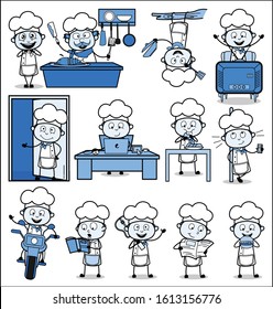 Retro Cartoon Chef - Set of Concepts Vector illustrations