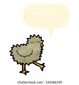 retro cartoon chick with speech bubble