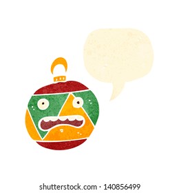 retro cartoon christmas bauble with face