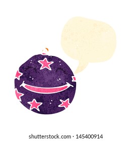 retro cartoon christmas bauble with speech bubble