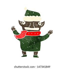 retro cartoon christmas elf