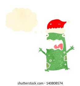 retro cartoon christmas frog