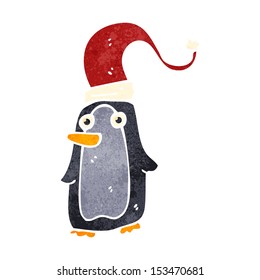 retro cartoon christmas penguin