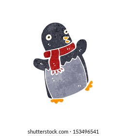 retro cartoon christmas penguin