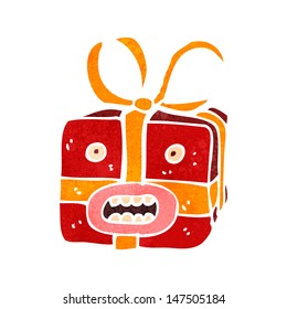 retro cartoon christmas present monster