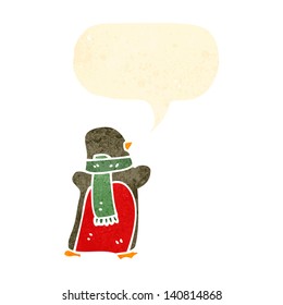 retro cartoon christmas robin