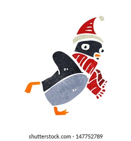 retro cartoon christmas robin