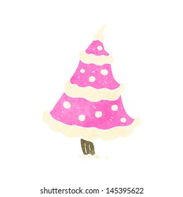 árbol de navidad de dibujos animados retro