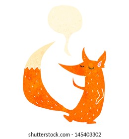 retro cartoon clever fox with speech bubble