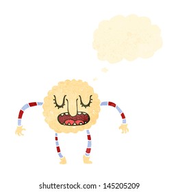 retro cartoon cloud monster with thought bubble