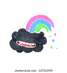 nube de dibujos animados retro con arco iris