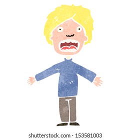 caricatura retro niño confuso