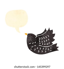retro cartoon crow with speech bubble