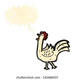 retro cartoon crowing cockerel