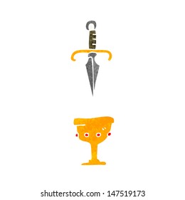 retro cartoon cup and dagger symbol