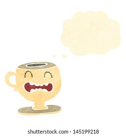 taza retro de dibujos animados con cara