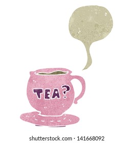 retro cartoon cup of tea sign