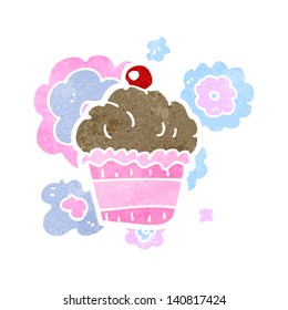 retro cartoon cupcake