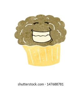 retro cartoon cupcake with face