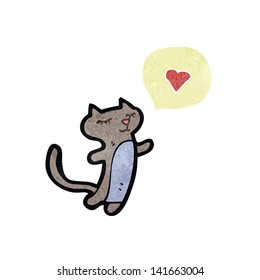 retro cartoon cute cat with love heart