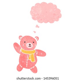 retro cartoon cute teddy bear with thought bubble