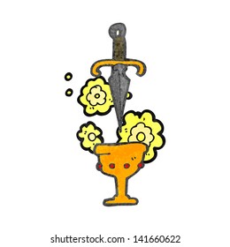 retro cartoon dagger and cup