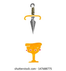 retro cartoon dagger and cup symbol