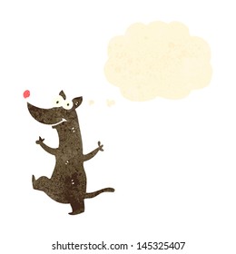 retro cartoon dancing dog with thought bubble