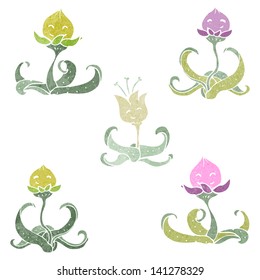 retro cartoon dancing flowers