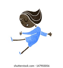 retro cartoon dancing happy girl