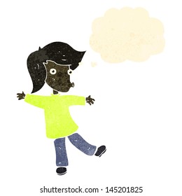 retro cartoon dancing man with thought bubble