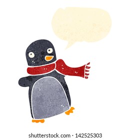 pingüino bailador de dibujos animados retro