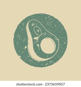 retro cartoon dead avocado stamp