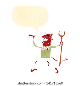 retro cartoon devil with pitch fork