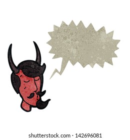 retro cartoon devil with speech bubble