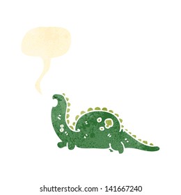 retro cartoon dinosaur with speech bubble