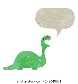 retro cartoon dinosaur with speech bubble