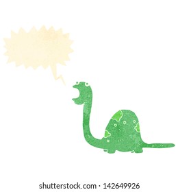 retro cartoon dinosaur with speech bubble