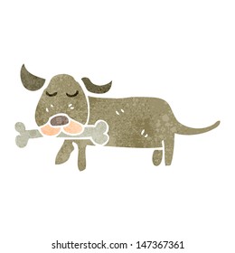 cão de desenho animado retro com osso